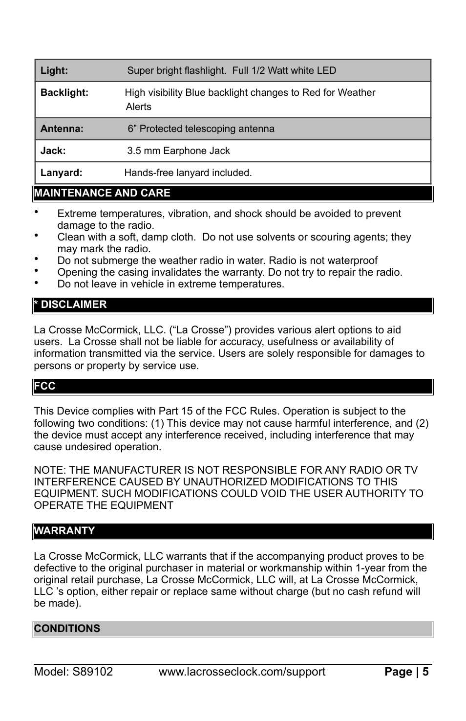 La Crosse Technology S89102 User Manual | Page 5 / 7