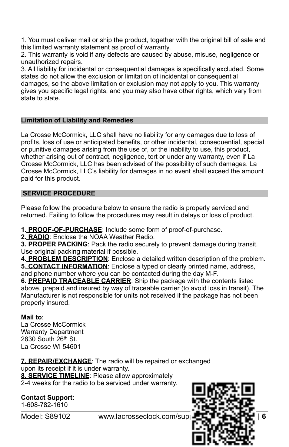La Crosse Technology S89102 User Manual | Page 6 / 7