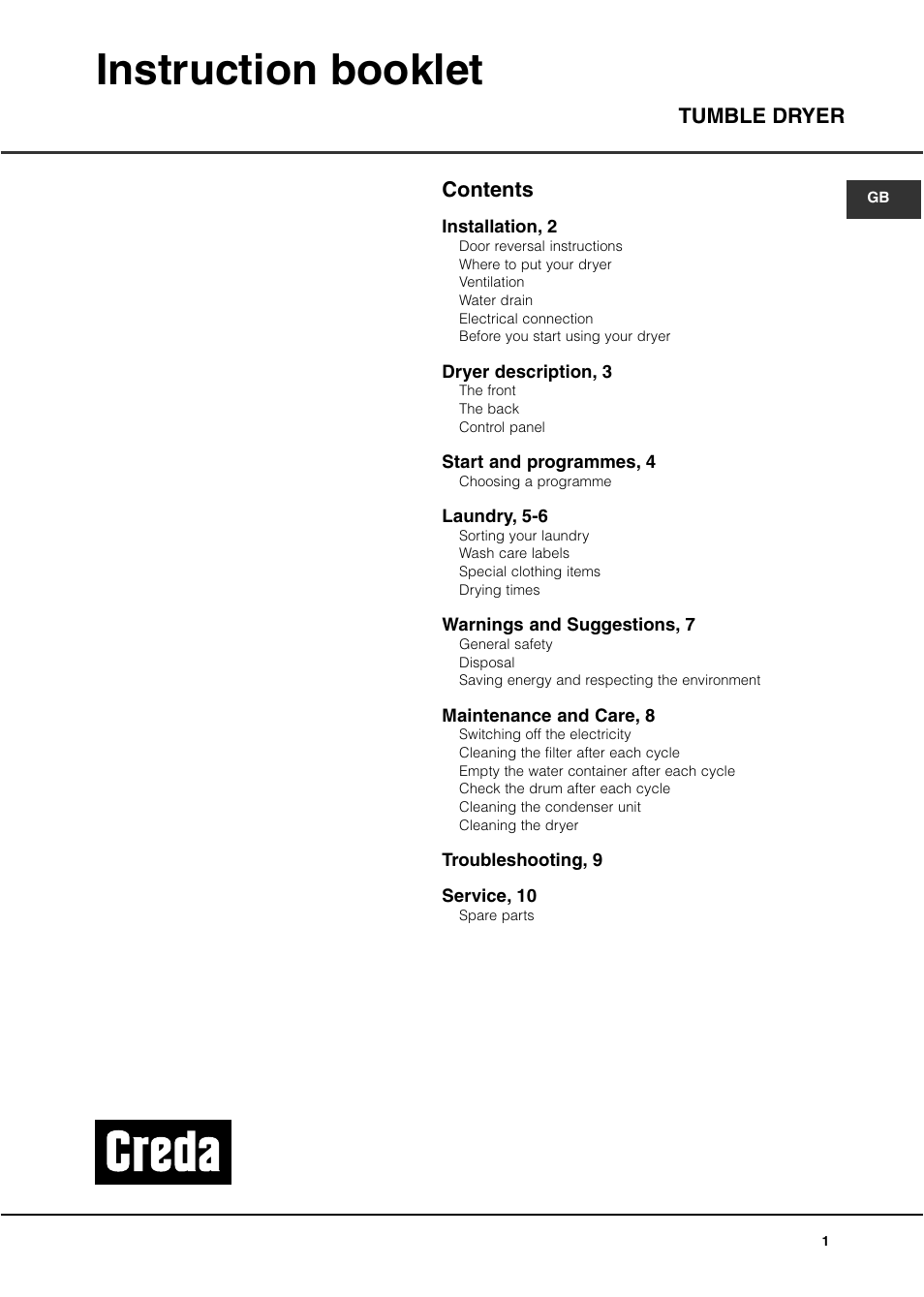 Instruction booklet | Creda TCS3 User Manual | Page 3 / 16