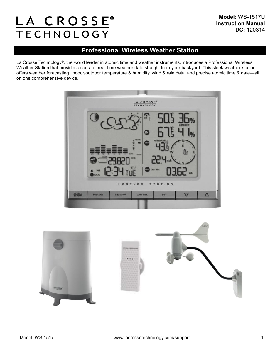 La Crosse Technology WS-1517U User Manual | 21 pages