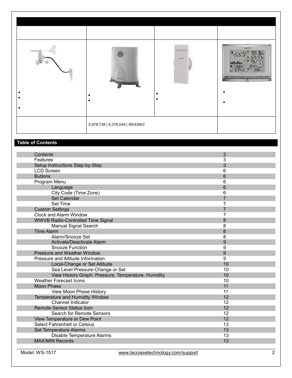 La Crosse Technology WS-1517U User Manual | Page 2 / 21