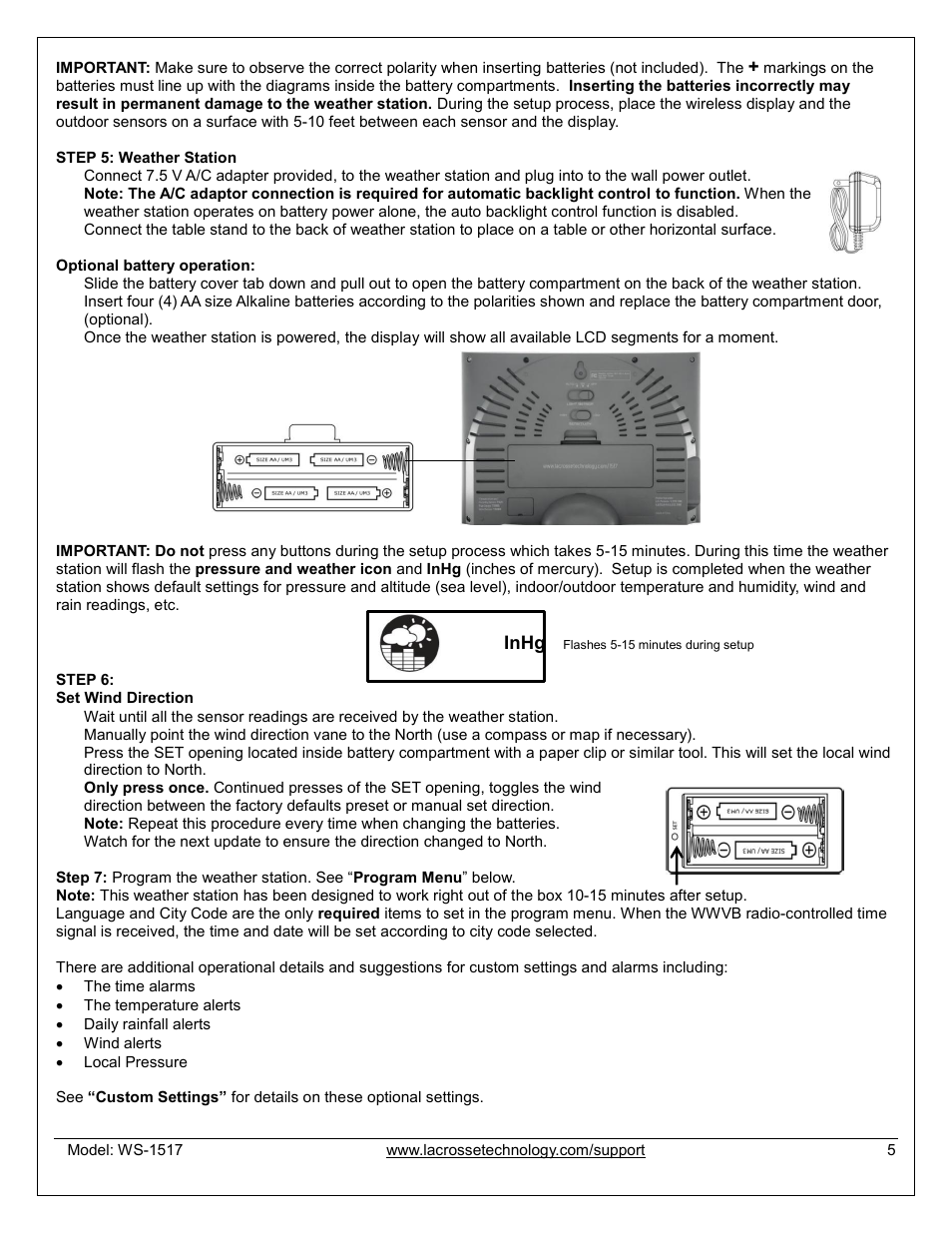 La Crosse Technology WS-1517U User Manual | Page 5 / 21