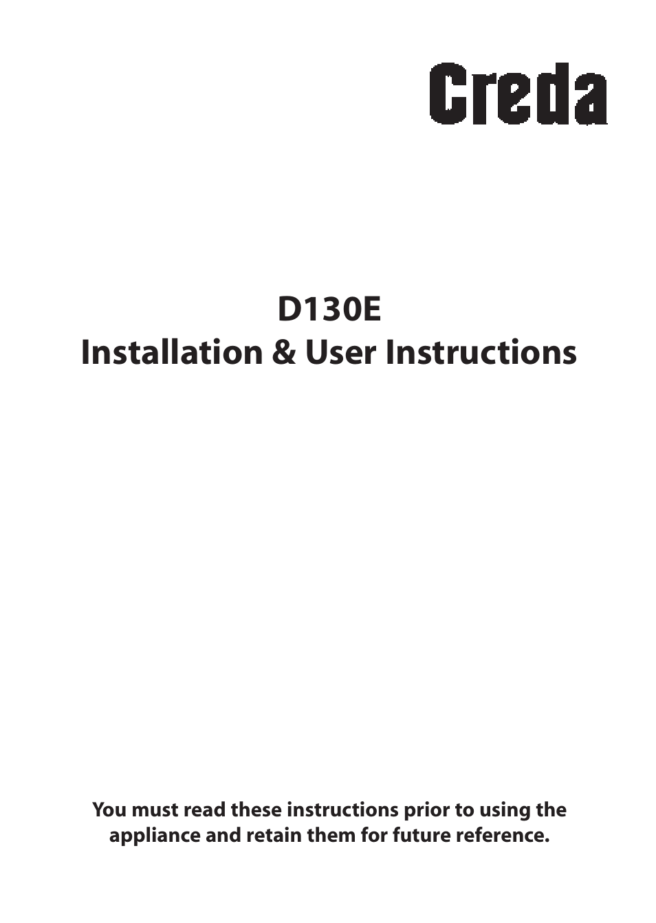 Creda D130E User Manual | 32 pages