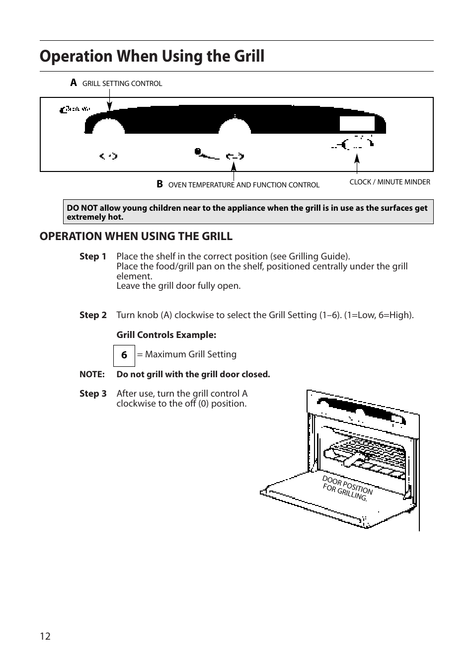 Operation when using the grill | Creda D130E User Manual | Page 12 / 32