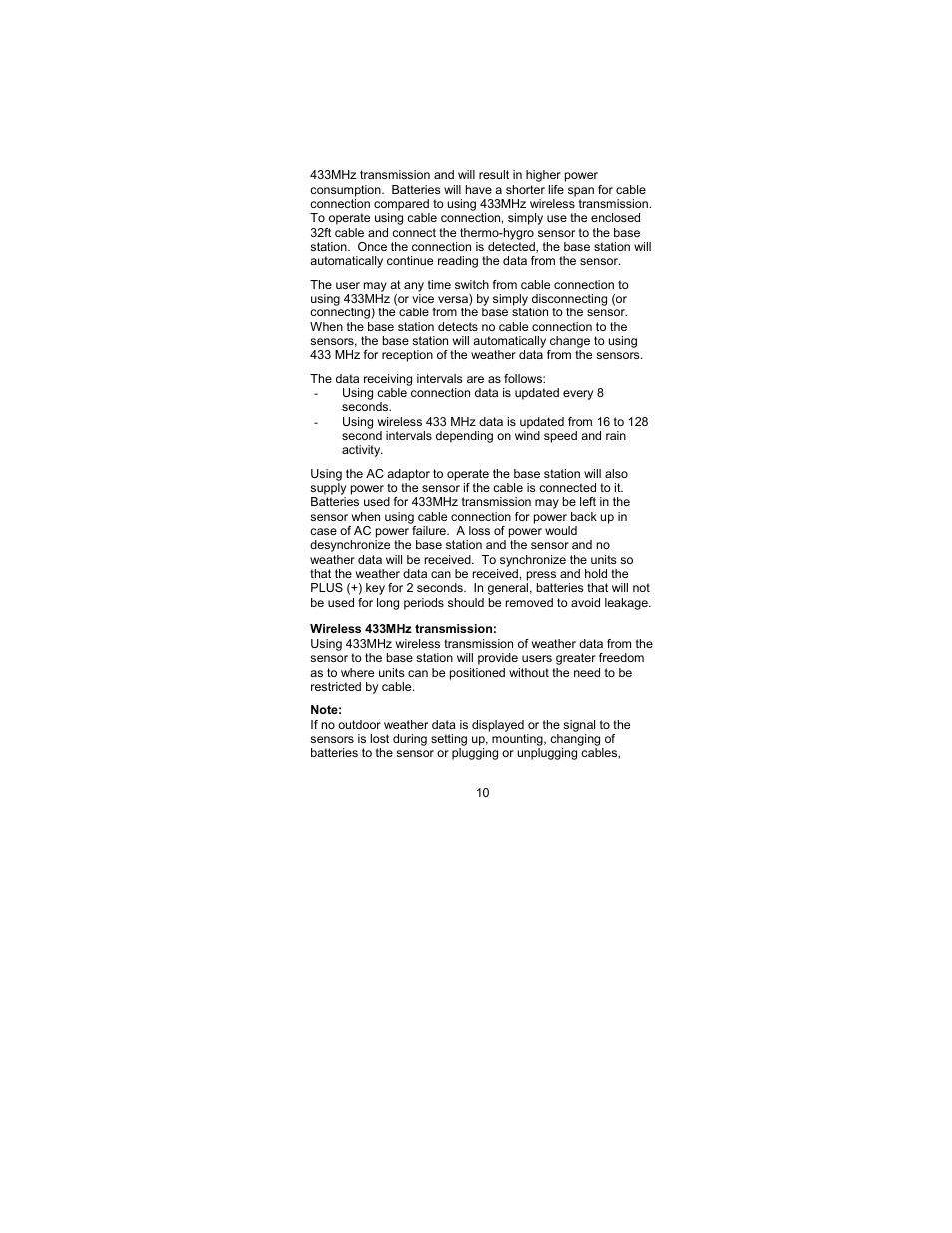 Operation using wireless transamission | La Crosse Technology WS-2317 User Manual | Page 10 / 43