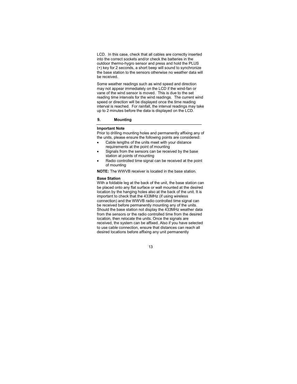 Mounting, Base station | La Crosse Technology WS-2317 User Manual | Page 13 / 43