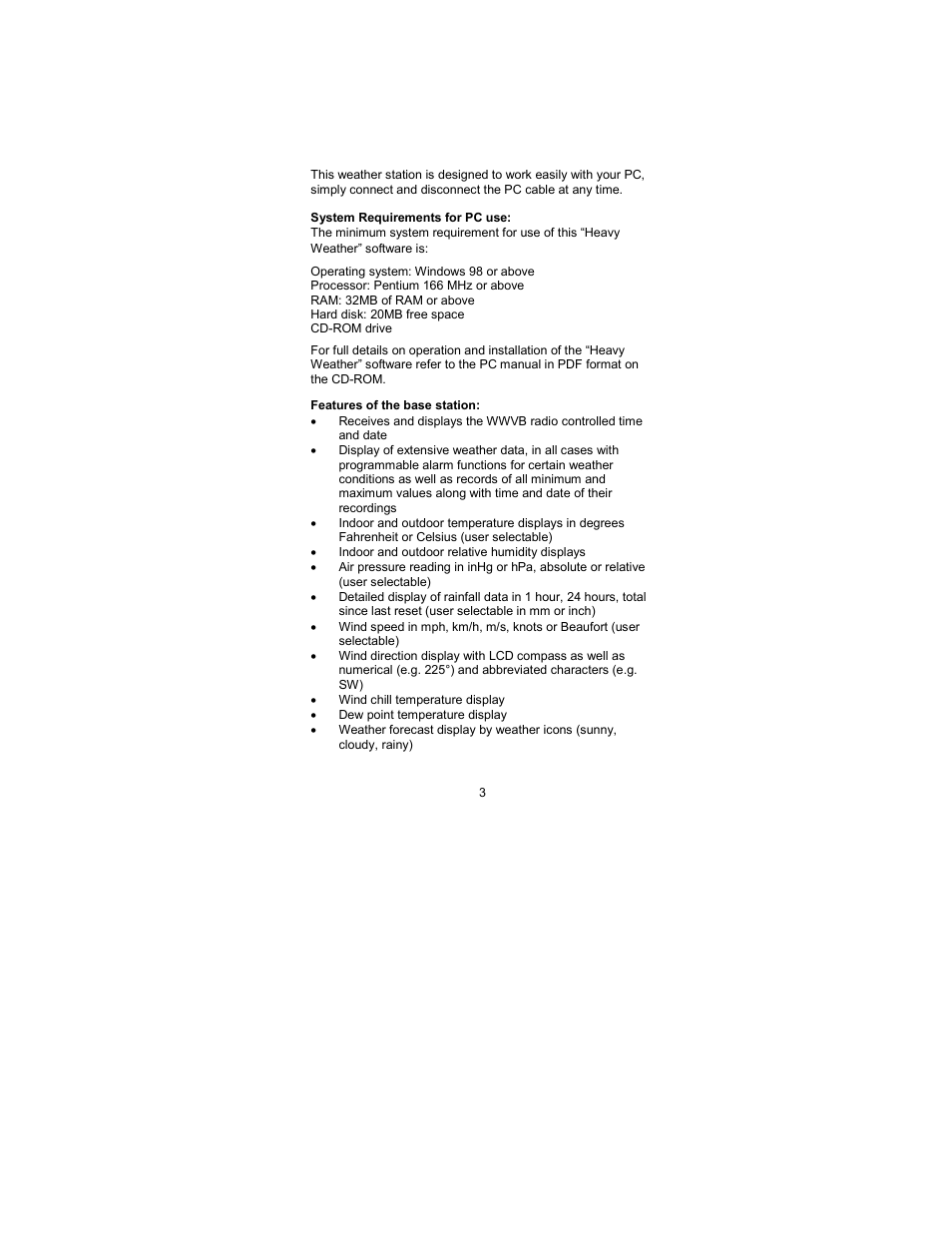 System requirements, Features, Base station | La Crosse Technology WS-2317 User Manual | Page 3 / 43