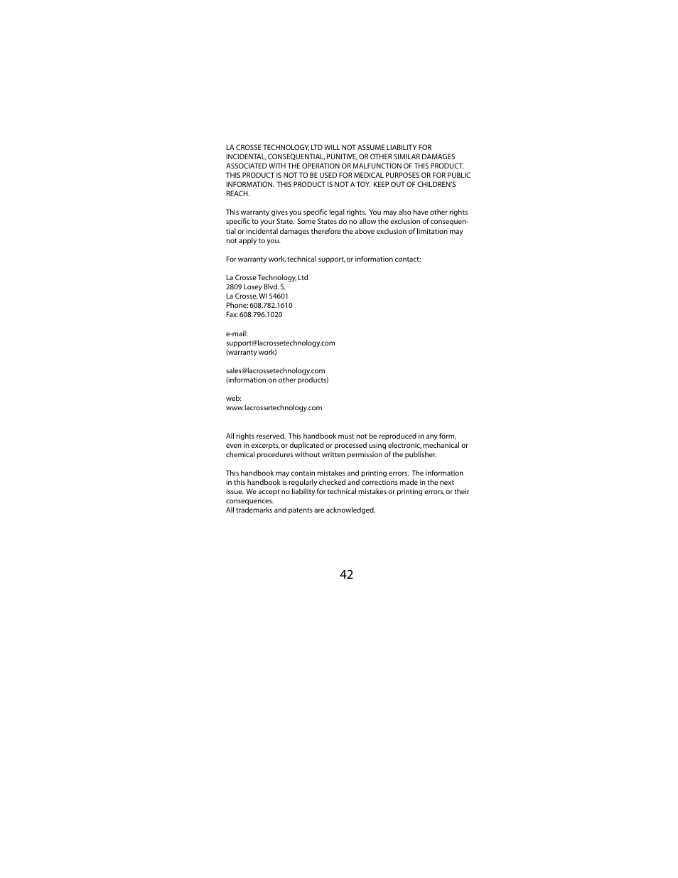 La Crosse Technology WS-2317 User Manual | Page 42 / 43