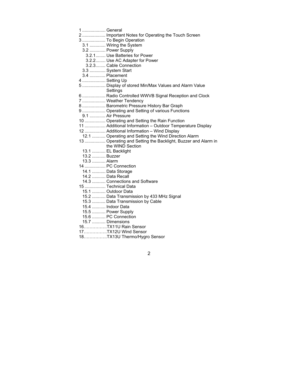 La Crosse Technology WS-3610 User Manual | Page 5 / 44