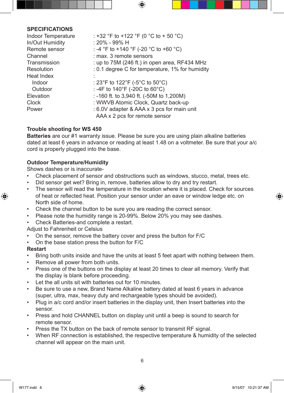 La Crosse Technology 450 User Manual | Page 6 / 10