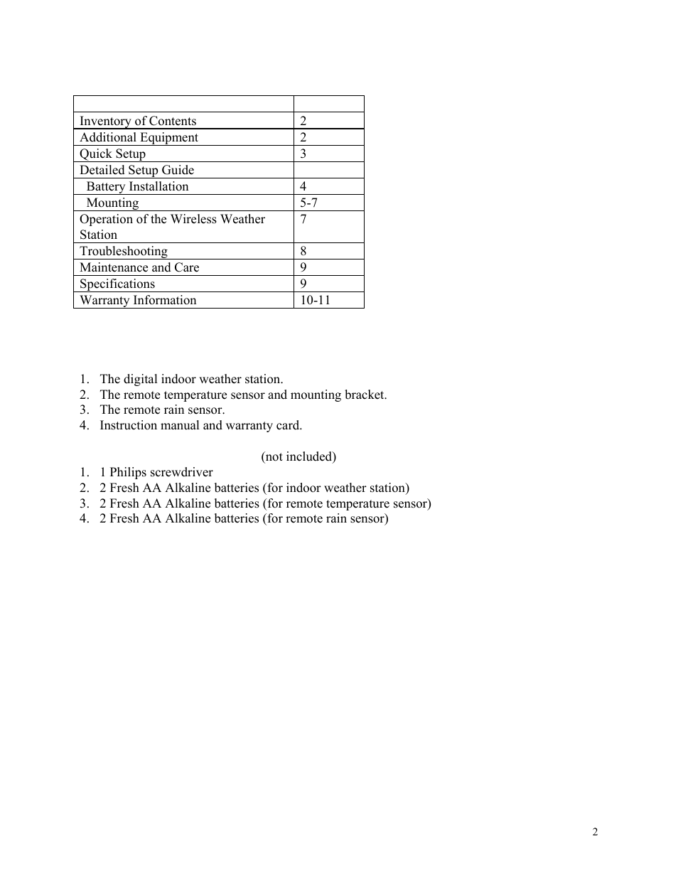 La Crosse Technology WS-7047U User Manual | Page 2 / 11