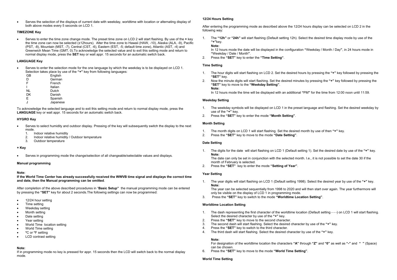 Manual programming | La Crosse Technology WS-7097 User Manual | Page 3 / 7