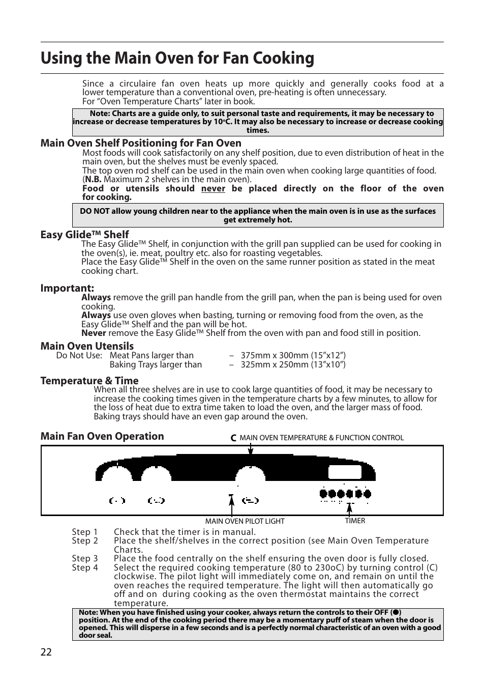 Using the main oven for fan cooking | Creda R430E User Manual | Page 22 / 40