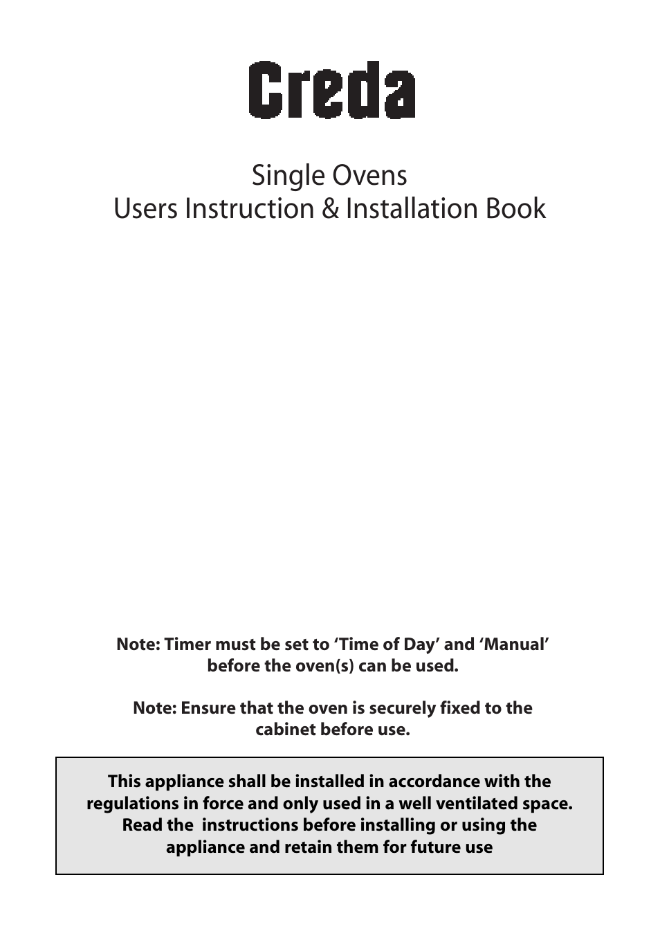 Creda Single Oven User Manual | 36 pages