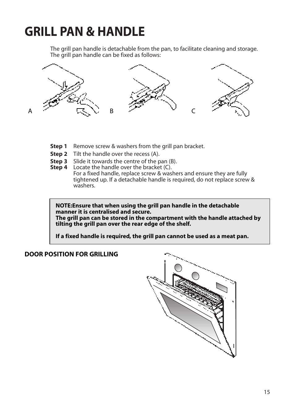 Grill pan & handle | Creda Single Oven User Manual | Page 15 / 36
