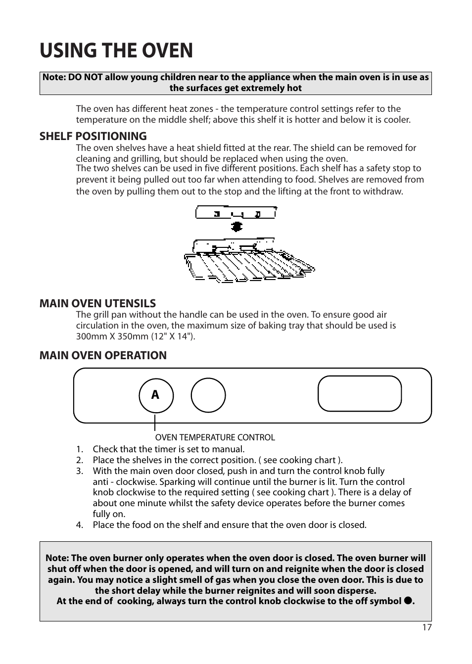 Using the oven | Creda Single Oven User Manual | Page 17 / 36