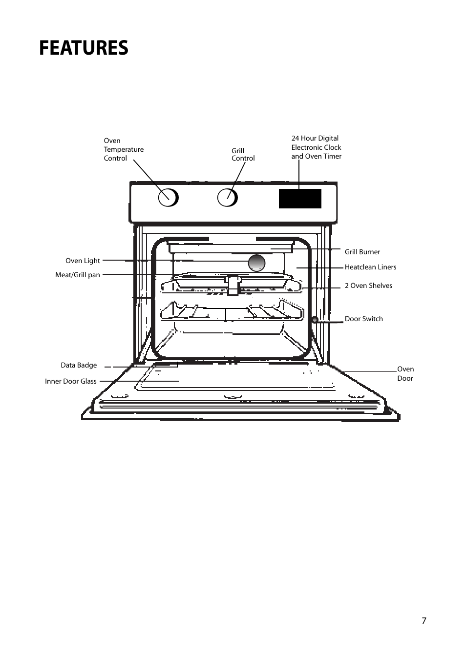 Features | Creda Single Oven User Manual | Page 7 / 36