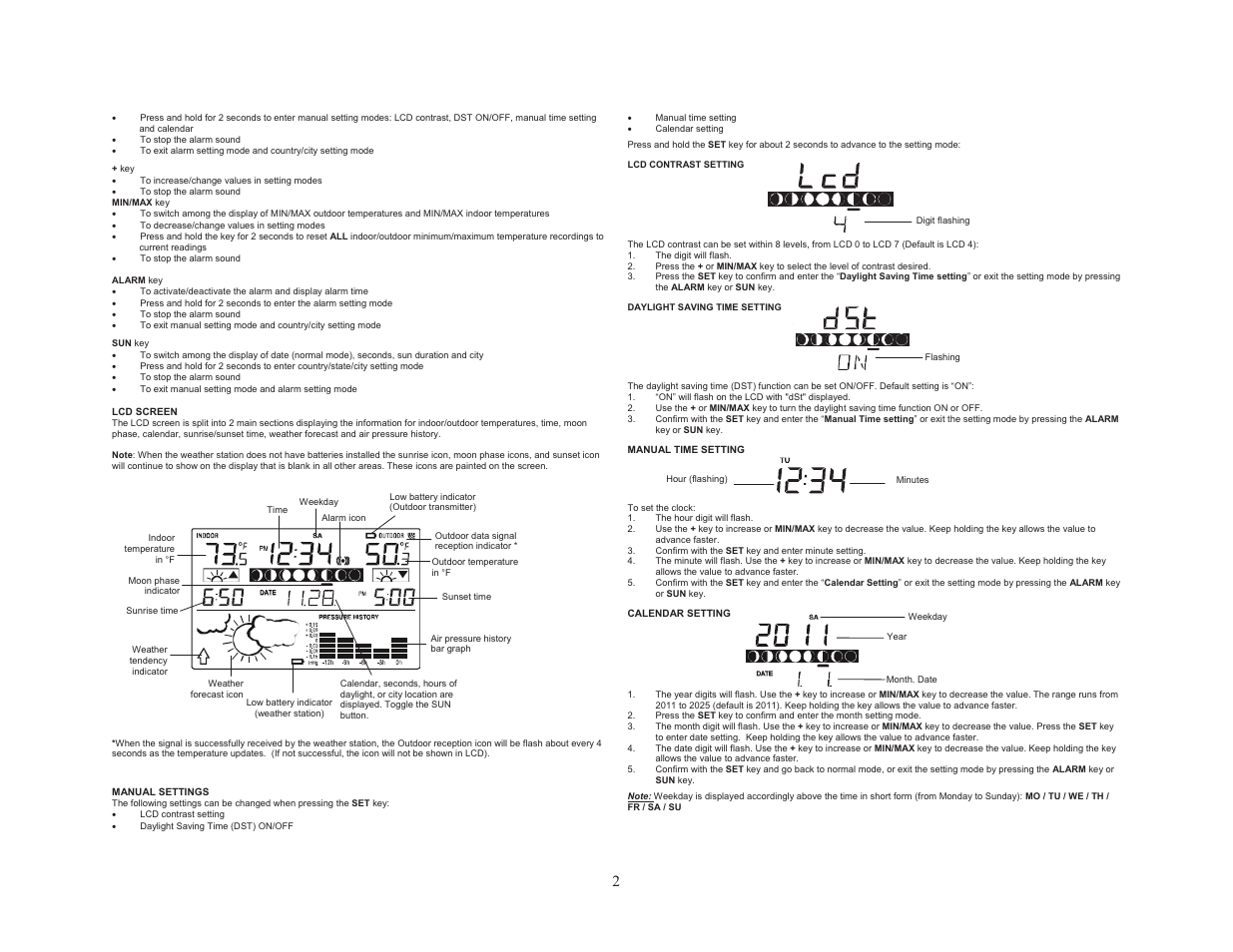 La Crosse Technology WS-9250U-IT User Manual | Page 2 / 7