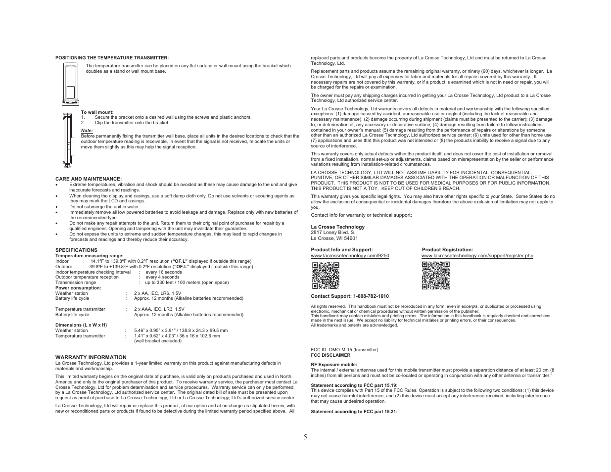 La Crosse Technology WS-9250U-IT User Manual | Page 5 / 7