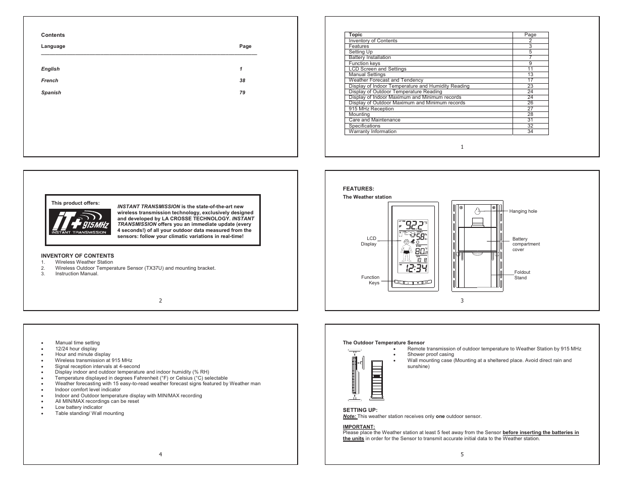 La Crosse Technology WS-9630 User Manual | 7 pages