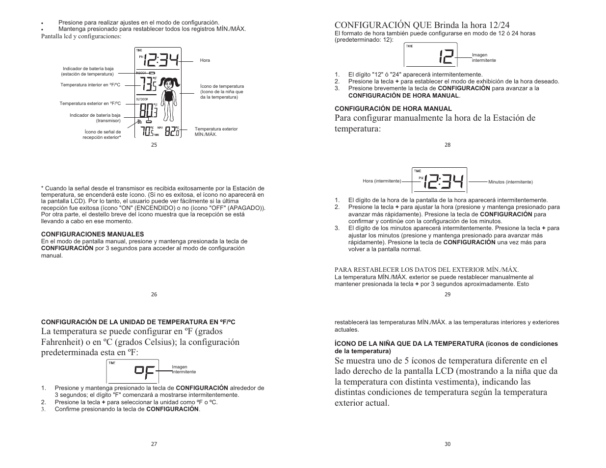 Configuración que brinda la hora 12/24 | La Crosse Technology WS-9782 User Manual | Page 5 / 11