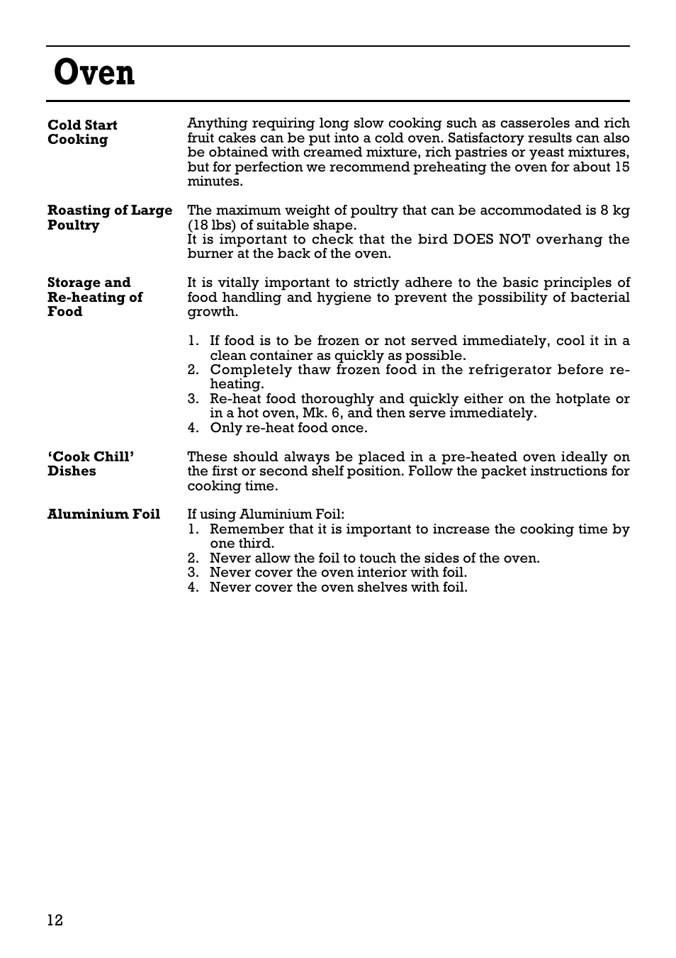 Oven | Creda 41202 User Manual | Page 12 / 24