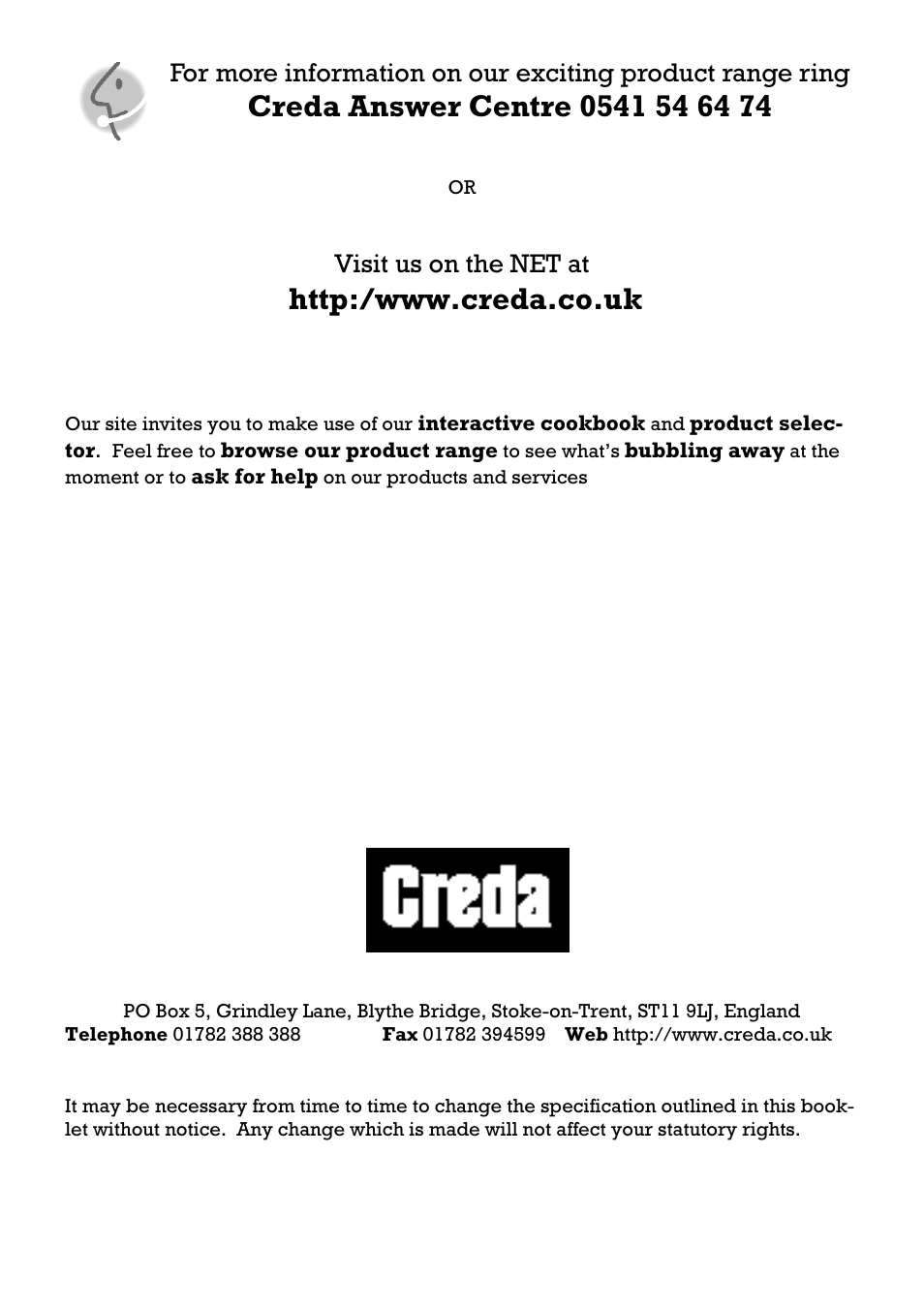 Visit us on the net at | Creda 41202 User Manual | Page 2 / 24