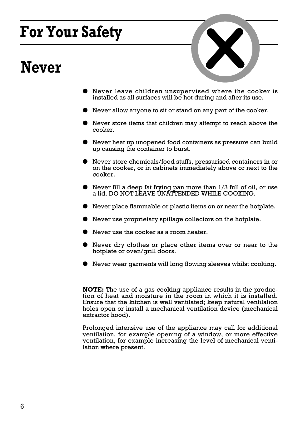 For your safety, Never | Creda 41202 User Manual | Page 6 / 24