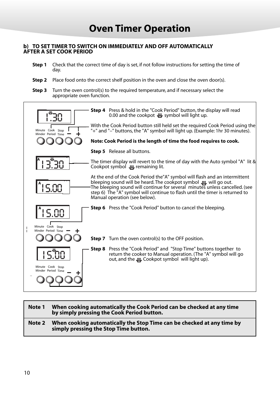 Oven timer operation | Creda M350E User Manual | Page 10 / 24