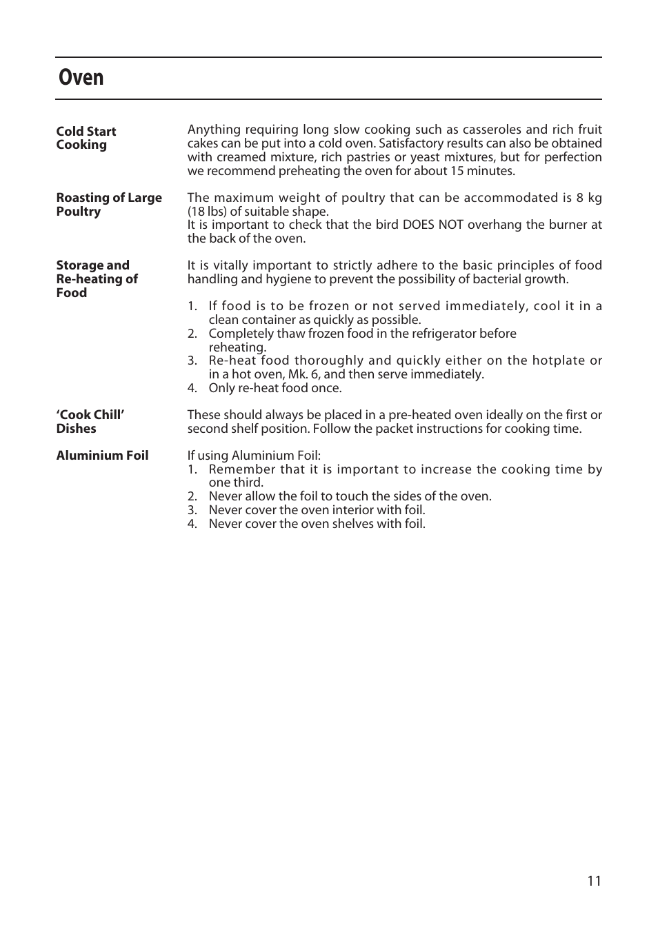 Oven | Creda X152 User Manual | Page 11 / 24
