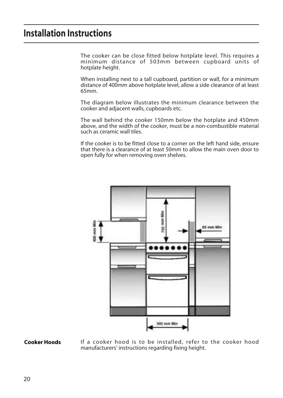 Installation instructions | Creda X152 User Manual | Page 20 / 24