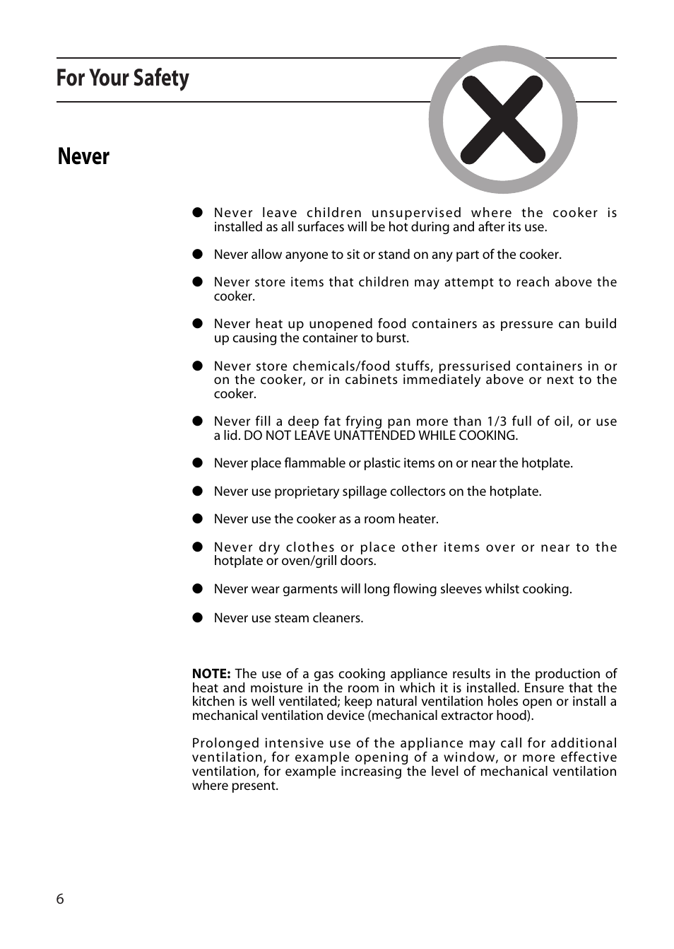 For your safety, Never | Creda X152 User Manual | Page 6 / 24