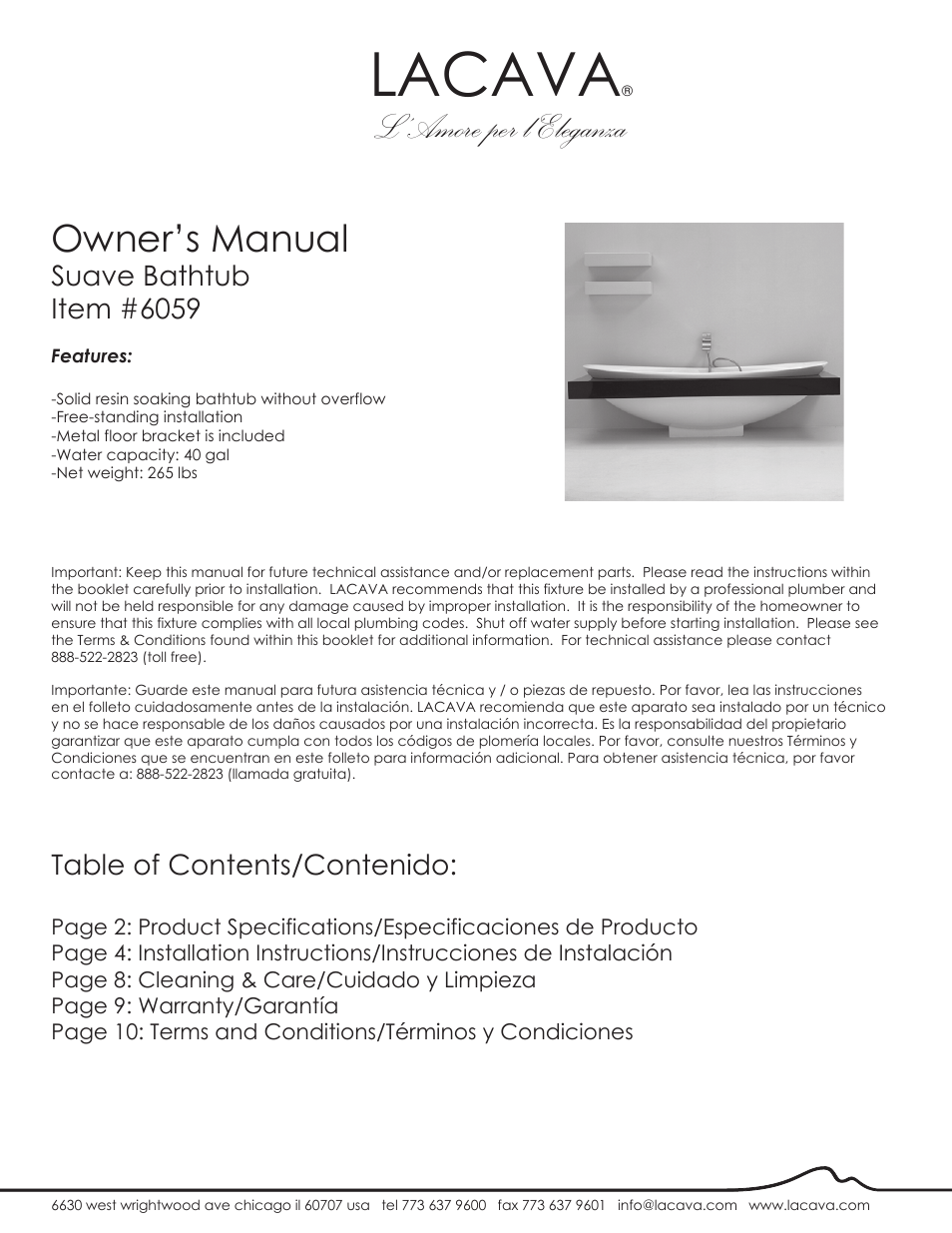 Lacava 6059 User Manual | 11 pages