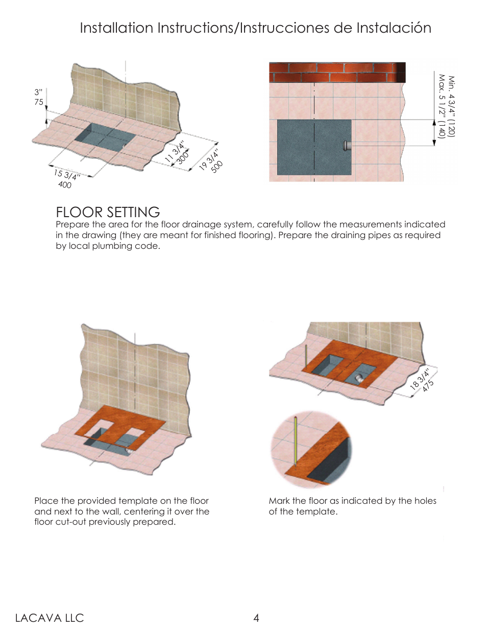 Floor setting, Lacava llc 4 | Lacava 6059 User Manual | Page 4 / 11