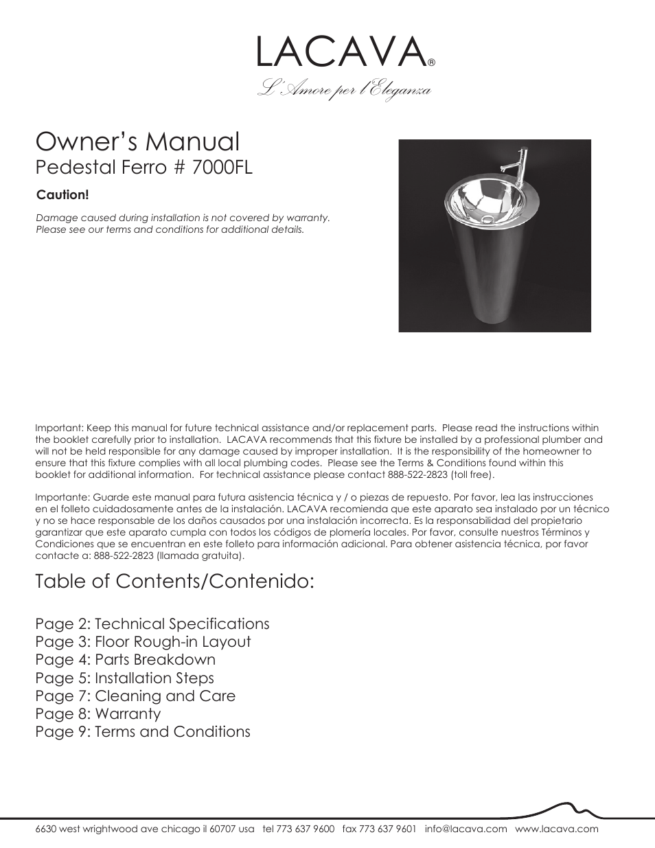 Lacava 7000 User Manual | 10 pages