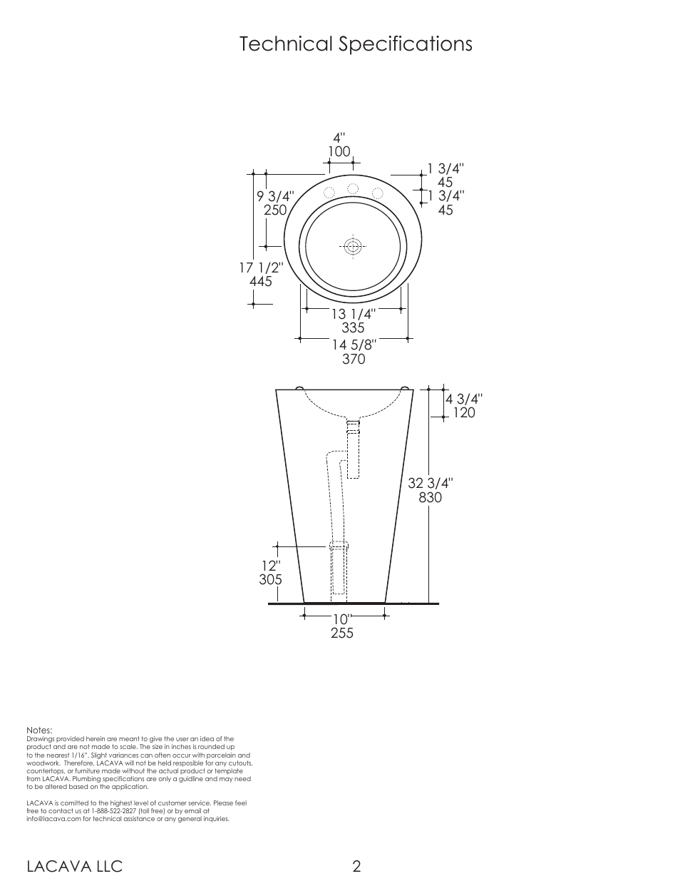 Technical specifications, Lacava llc 2 | Lacava 7000 User Manual | Page 2 / 10