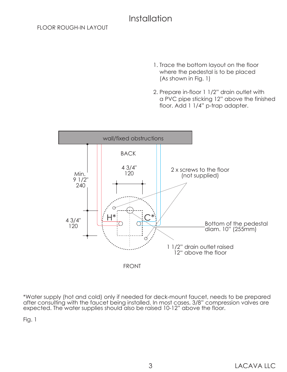 Installation, H* c | Lacava 7000 User Manual | Page 3 / 10