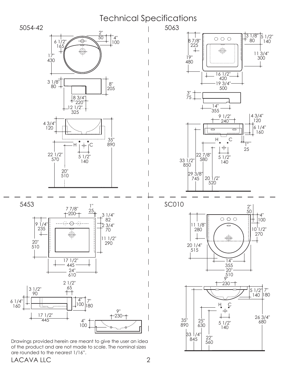 Technical specifications, Lacava llc 2 | Lacava SC010 User Manual | Page 2 / 8