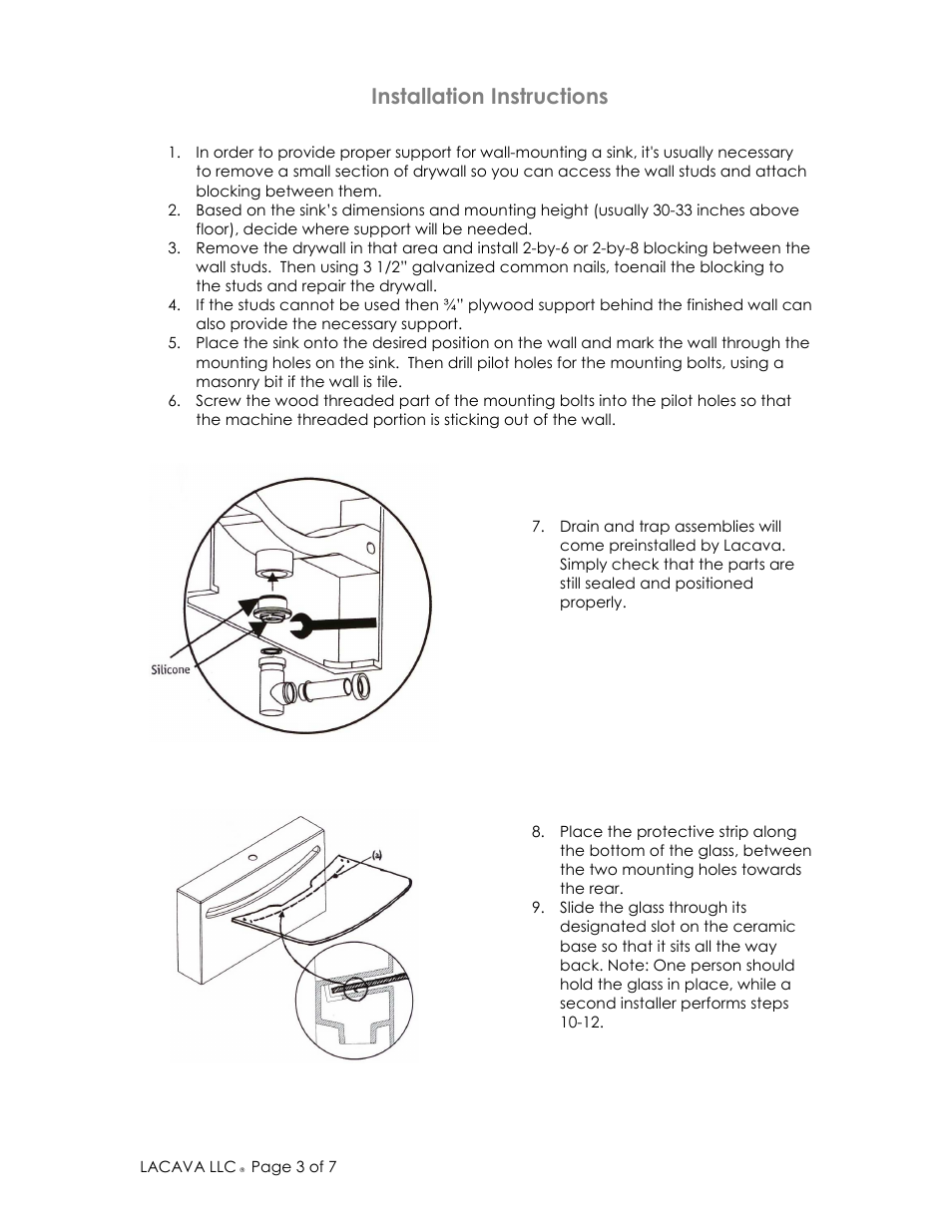 Installation instructions | Lacava 4500G User Manual | Page 3 / 7