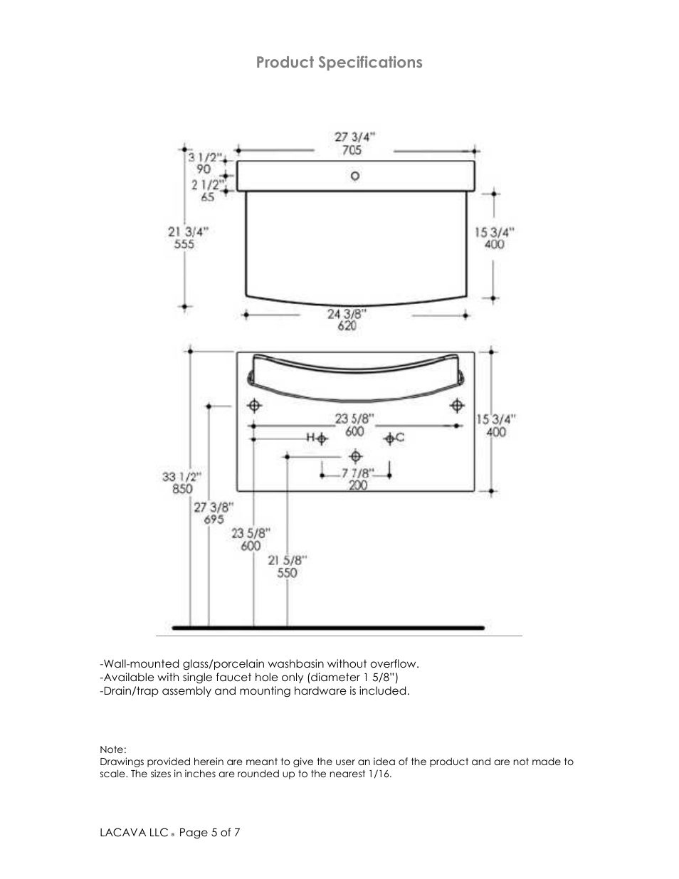 Product specifications | Lacava 4500G User Manual | Page 5 / 7