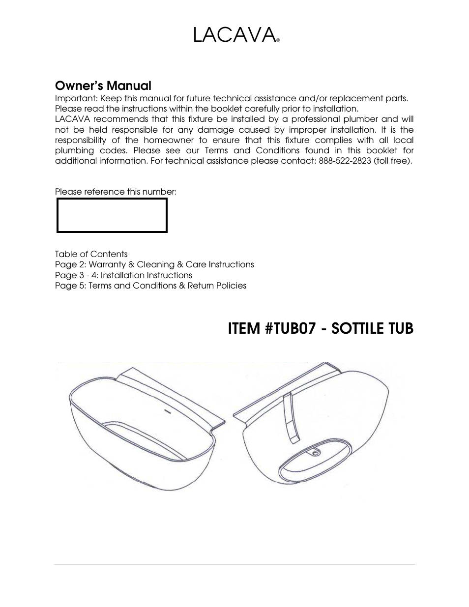 Lacava TUB07 User Manual | 6 pages
