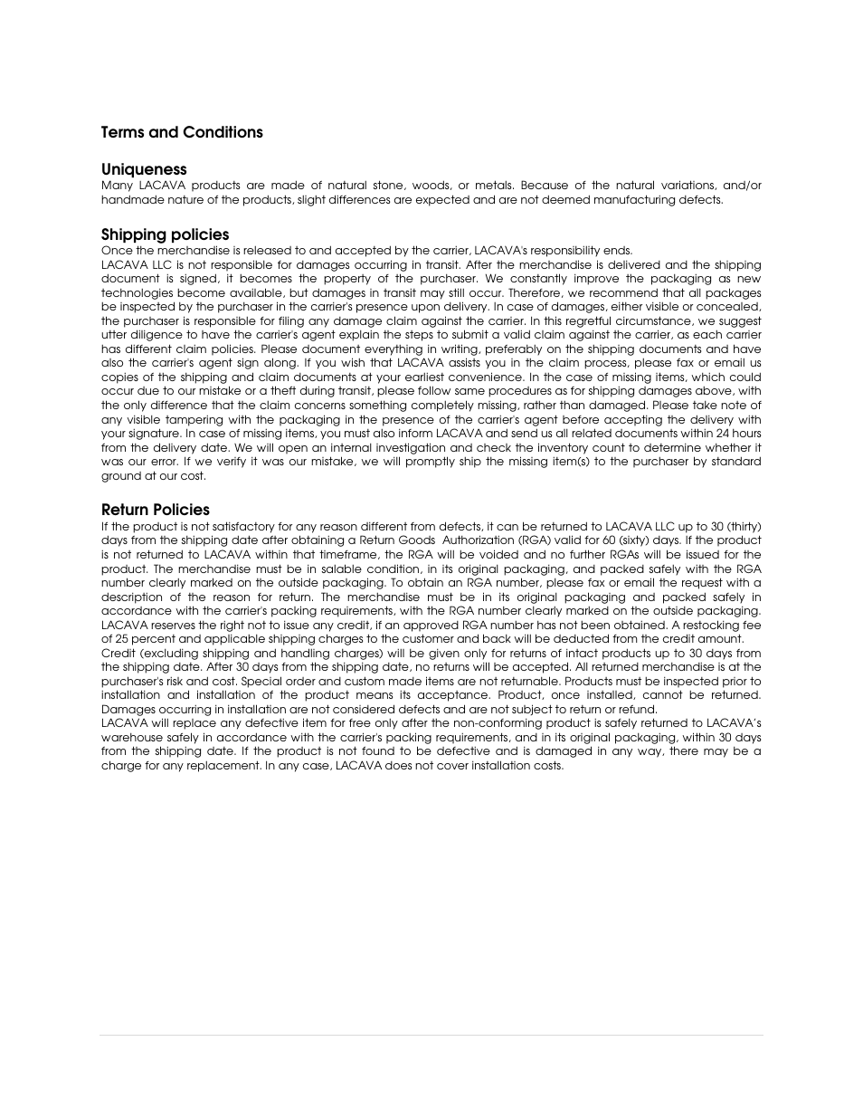 5 | p a g e | Lacava TUB07 User Manual | Page 5 / 6