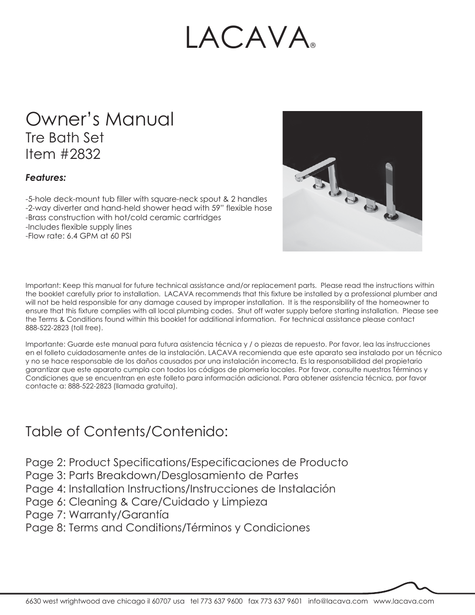 Lacava 2832 User Manual | 9 pages