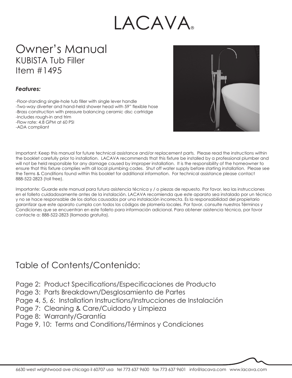 Lacava 1495 User Manual | 10 pages