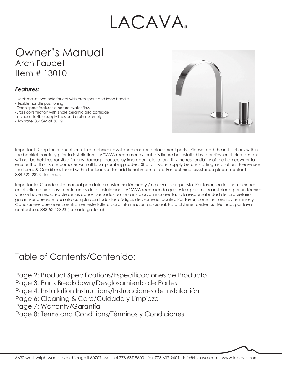 Lacava 13010 User Manual | 8 pages