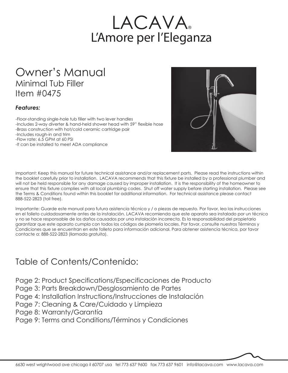 Lacava 0475 User Manual | 10 pages