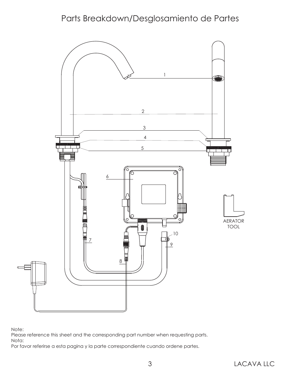 Parts breakdown/desglosamiento de partes, Lacava llc 3 | Lacava EX21 User Manual | Page 3 / 9