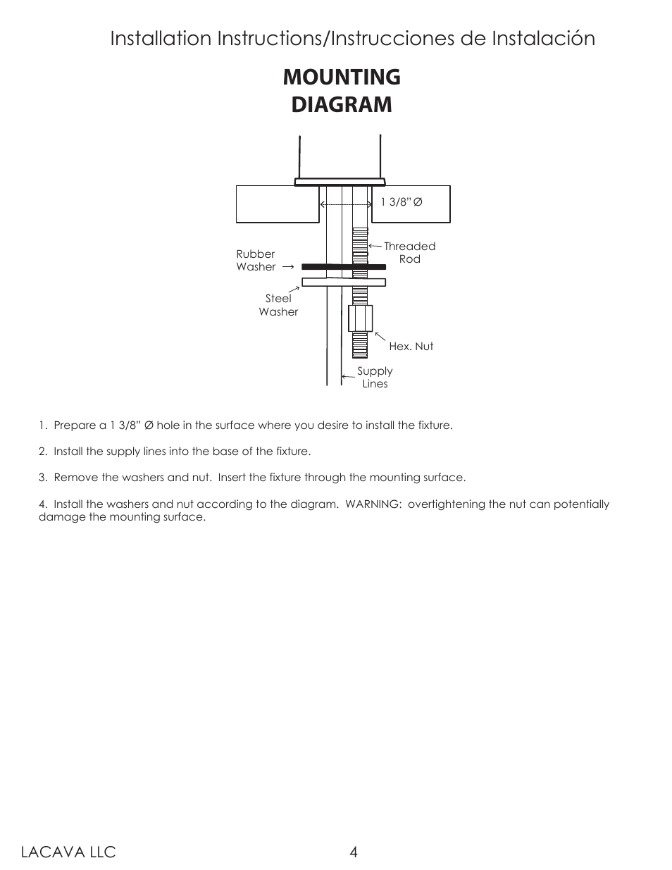 Mounting diagram | Lacava W1010 User Manual | Page 4 / 8