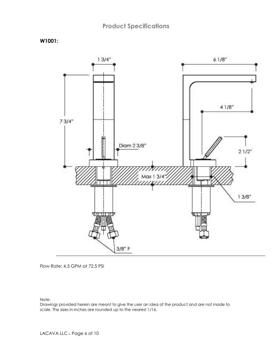 Product specifications | Lacava W1026 User Manual | Page 6 / 10