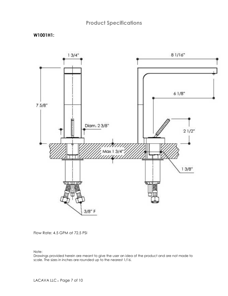 Product specifications | Lacava W1026 User Manual | Page 7 / 10